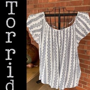 Torrid Embroidered Gauze Crossback Blouse